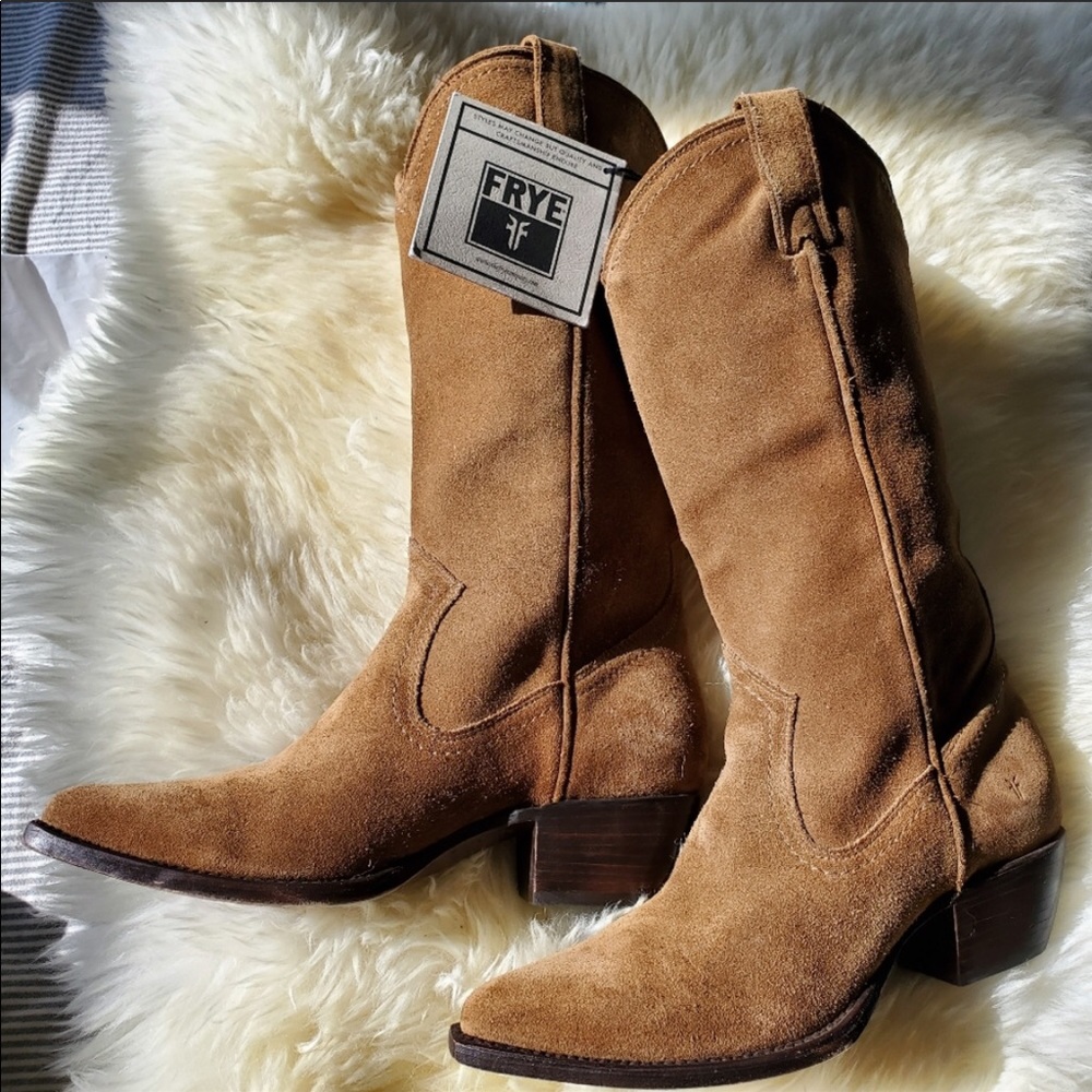 FRYE Sacha Boots brown leather suede size 8.5